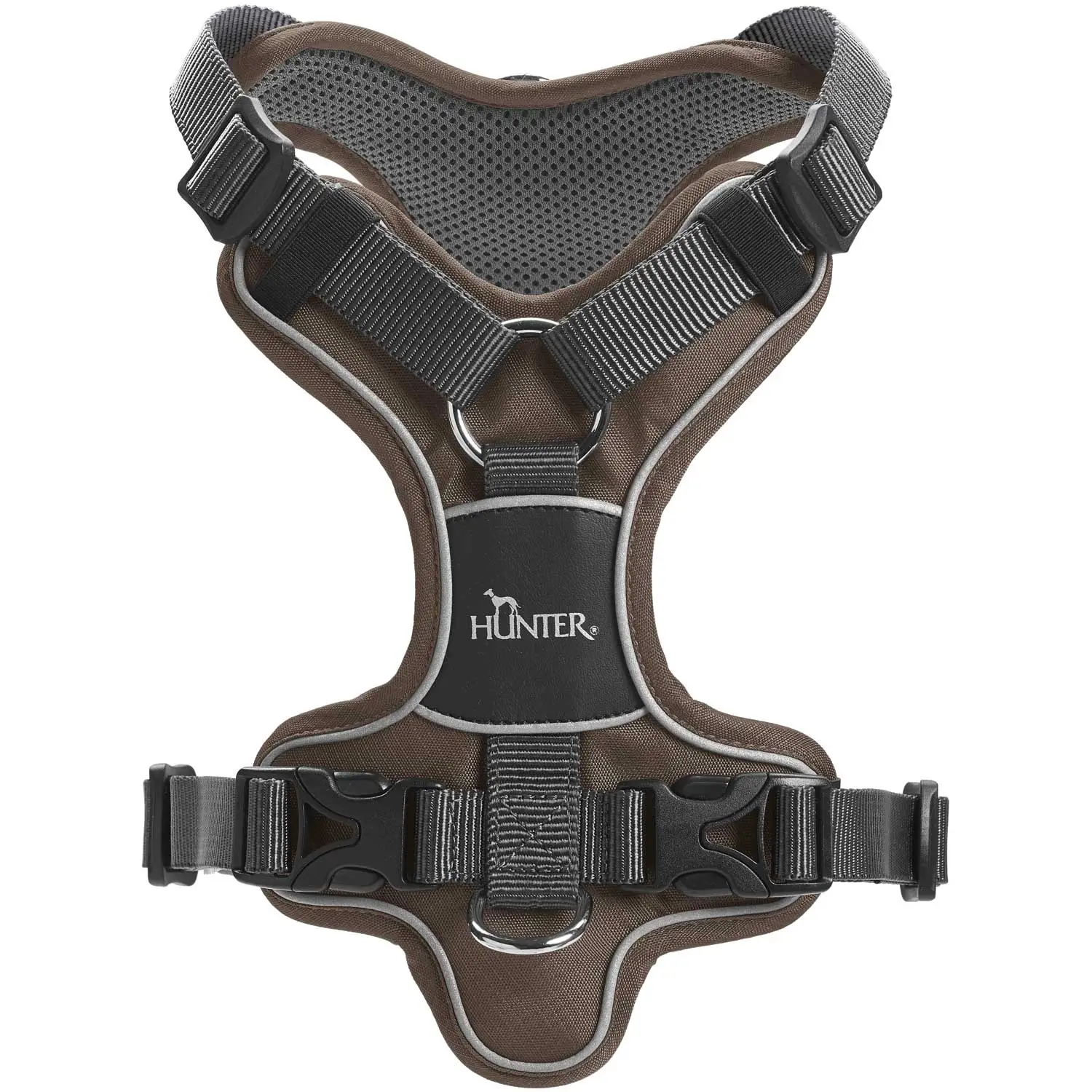 Hunter Divo hundesele M brun/grå just mave 56-73 cm - Stabil komfort og sikker pasform